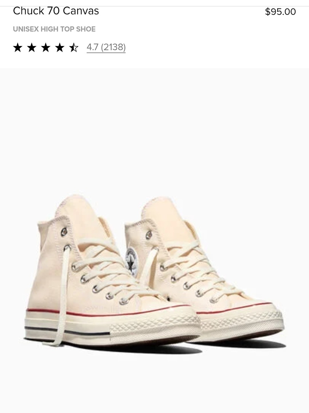 Chuck 70 Canvas - Parchment - Size 6 Womens